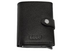 Zippo Πορτοφόλι Ανδρικό Δερμάτινο Saffiano Flip Tri με Μηχανισμό Slide για Κάρτες - Μαύρο (2007084)