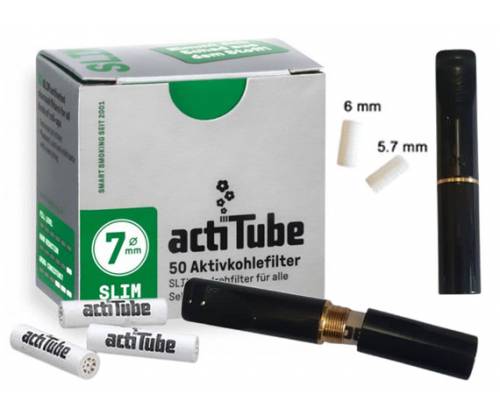 Πίπα Τσιγάρου GG Ακρυλική για Φίλτρο ActiTube 7mm - Extra Slim 5.7mm - Slim 6mm - Μαύρο - Τιμή: 17,30€