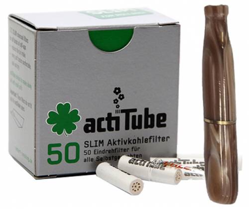 Πίπα Τσιγάρου Pipex Ακρυλική για Ανταλλακτικό Φίλτρο ActiTube 7mm - Ultra Slim 5.7mm - Καφέ με Νερά - Τιμή: 17,30€