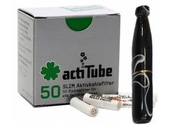 Πίπα Τσιγάρου Pipex Ακρυλική για Ανταλλακτικό Φίλτρο ActiTube 7mm - Extra Slim 5.7mm - Μαύρο με Νερά