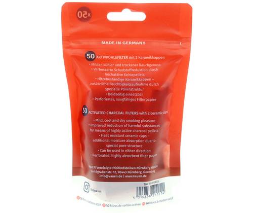 Vauen Pipe Filters Bag Red - 9mm 50pcs. - Price: 6,90€