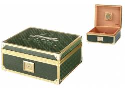 Angelo Υγραντήρας Πούρων Ξύλινο με Μεταλλική Επένδυση και Υγρασιόμετρο για 25 Πούρα Πράσινο - 26x22x11cm (920051)