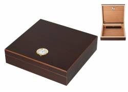 Angelo Ξύλινη Βιτρίνα - Υγραντήρας Πούρων με Υγρασιόμετρο για 20 Πούρα Καφέ - 23x22x6cm (920067)