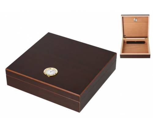 Angelo Ξύλινη Βιτρίνα - Υγραντήρας Πούρων με Υγρασιόμετρο για 20 πούρα Μαύρο - 23x22x6cm (920067) - Τιμή: 35,00€