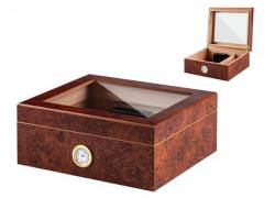 Angelo Ξύλινη Βιτρίνα - Υγραντήρας Πούρων με Υγρασιόμετρο για 25 Πούρα Καφέ - 26x22x11cm (920270)