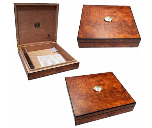 Rivanio Ξύλινη Βιτρίνα - Υγραντήρας Πούρων με Υγρασιόμετρο Καφέ για 20 Πούρα - 23x22x5cm (1333) - Τιμή: 24,00€