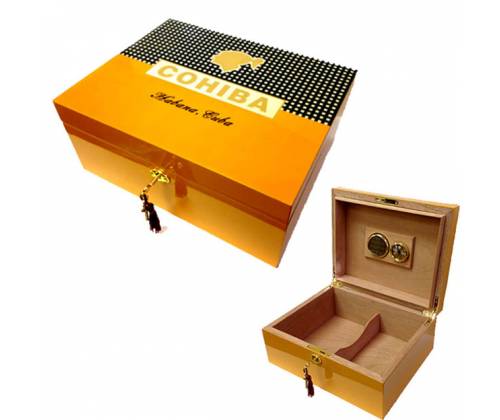 Cohiba Ξύλινη Βιτρίνα - Υγραντήρας Πούρων με Υγρασιόμετρο για 50 Πούρα - 30x24x13cm (0561) - Τιμή: 125,00€