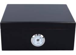 Σετ Ξύλινος Υγραντήρας Πούρων Sikarlan με Υγρασιόμετρο, Σταχτοδοχείο και Πουροθήκη Μαύρο για 30 Πούρα - Ξύλο Κέδρου 26x22x11cm