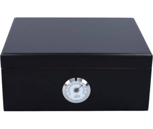 Σετ Ξύλινος Υγραντήρας Πούρων Sikarlan με Υγρασιόμετρο, Σταχτοδοχείο και Πουροθήκη Μαύρο για 30 Πούρα - Ξύλο Κέδρου 26x22x11cm - Τιμή: 114,00€