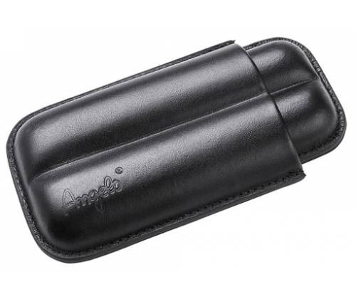 Πουροθήκη Angelo Δερμάτινη  για 2 Πούρα Μαύρη - 13cm/21mm - Τιμή: 29,95€