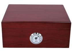 Σετ Ξύλινος Υγραντήρας Πούρων Sikarlan με Υγρασιόμετρο, Σταχτοδοχείο και Πουροθήκη Καφέ για 30 Πούρα - Ξύλο Κέδρου 26x22x11cm