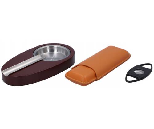 Ξύλινος Υγραντήρας Πούρων Sikarlan με Υγρασιόμετρο, Σταχτοδοχείο και Πουροθήκη Καφέ για 30 Πούρα - Ξύλο Κέδρου 26x22x11cm - Τιμή: 114,00€