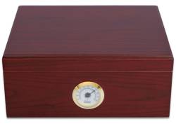 Ξύλινος Υγραντήρας Πούρων Sikarlan με Εξωτερικό Υγρασιόμετρο Καφέ για 35 Πούρα - Ξύλο Κέδρου 26x22x11cm