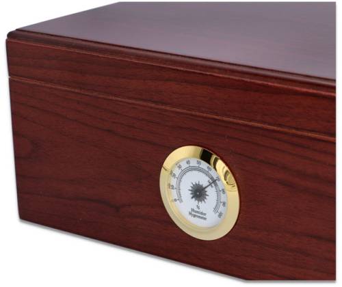 Ξύλινος Υγραντήρας Πούρων Sikarlan με Εξωτερικό Υγρασιόμετρο Καφέ για 35 Πούρα - Ξύλο Κέδρου 26x22x11cm - Τιμή: 74,50€