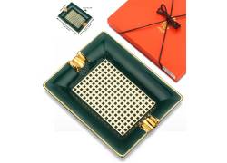 Σταχτοδοχείο Κεραμικό Lubinski 2 θέσεων για Πούρα - Πράσινο (LB-20023)