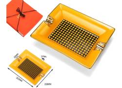 Σταχτοδοχείο Κεραμικό Lubinski 2 θέσεων για Πούρα - Κίτρινο (LB-20023)