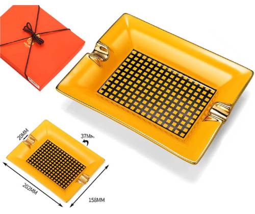 Σταχτοδοχείο Κεραμικό Lubinski 2 θέσεων για Πούρα - Κίτρινο (LB-20023) - Τιμή: 42,50€