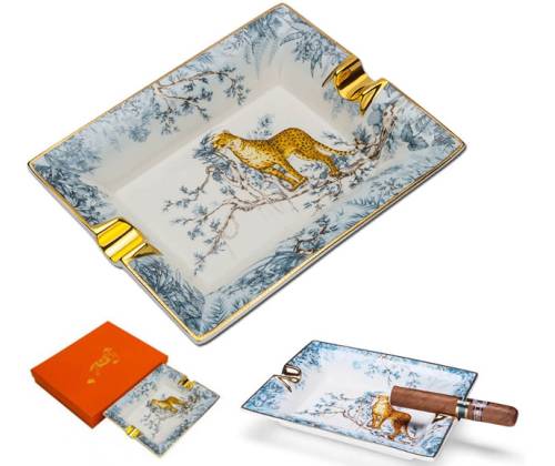 Lubinski Ceramic Ashtray 2 places for Cigars - Tiger Design (LB-420) - Price: 43,50€