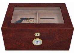 Sikarlan Ξύλινη Βιτρίνα - Υγραντήρας Πούρων με Υγρασιόμετρο για 80 πούρα Καφέ - Ξύλο Κέδρου 24x34x16cm