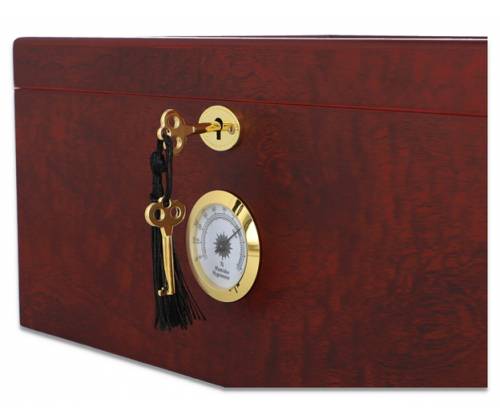 Sikarlan Ξύλινη Βιτρίνα - Υγραντήρας Πούρων με Υγρασιόμετρο για 80 πούρα Καφέ - Ξύλο Κέδρου 24x34x16cm - Τιμή: 122,00€