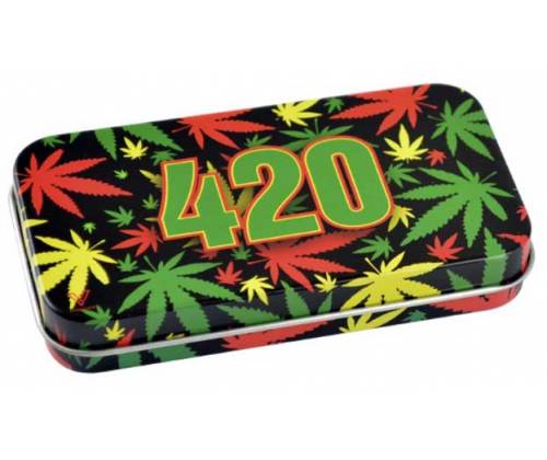 Metallic Cigarette Case Tin Box - 420 Rasta -  Price: 3,90€