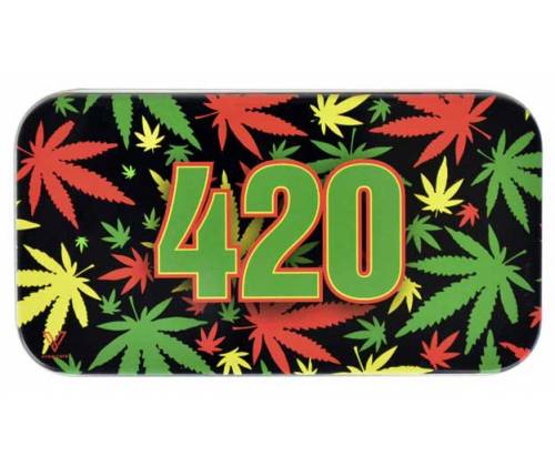 Metallic Cigarette Case Tin Box - 420 Rasta -  Price: 3,90€