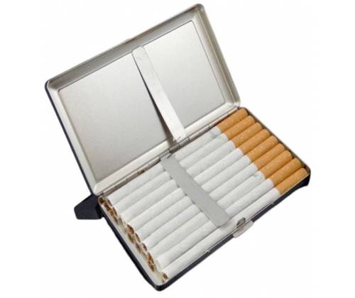 Ταμπακιέρα μεταλλική Ασημί Square για Τσιγάρα 100mm - Τιμή: 5,90€