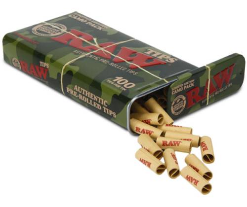 RAW Pre-Rolled Tips Τζιβάνα Σε Μεταλλικό Κουτί Camo Limited Edition - Προτυλιγμένη 100τεμ. - Τιμή: 4,10€