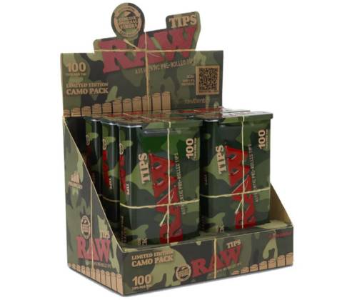 RAW Pre-Rolled Tips Τζιβάνα Σε Μεταλλικό Κουτί Camo Limited Edition - Προτυλιγμένη 100τεμ. - Τιμή: 4,10€
