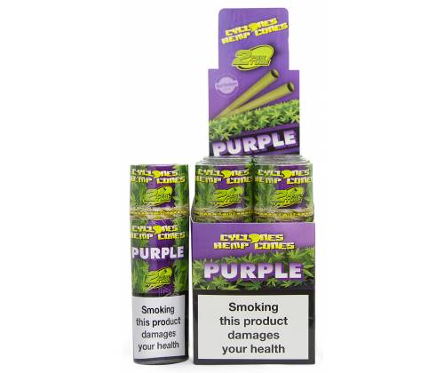 Πουρόφυλλα Cyclones Hemp Cones Γεύση PURPLE (Σταφύλι) με Χάρτινη Τζιβάνα - Τιμή: 0,95€