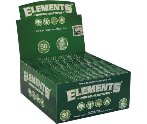 Elements Χαρτάκια - King Size Slim Green 32φ. - 50τεμ. - Τιμή: 23,50€