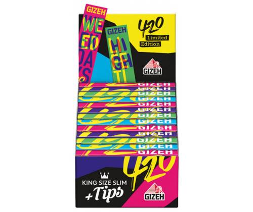 GIZEH Χαρτάκια 420 Edition King Size Slim 34φ. + Tips- Μαγνητικό Κλείσιμο -  Price: 1,10€