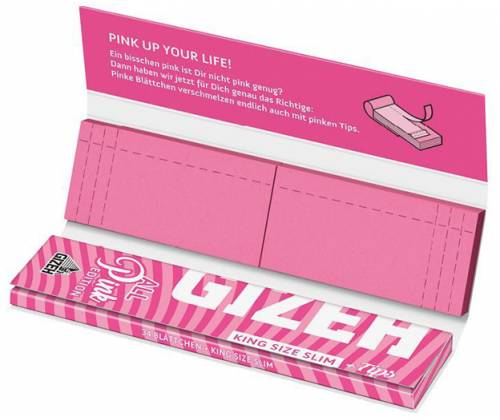 GIZEH Χαρτάκια All Pink Edition King Size Slim + Tips - Μαγνητικό Κλείσιμο - Τιμή: 1,70€
