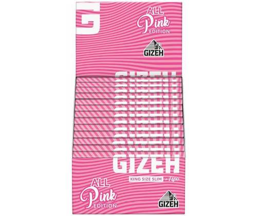 GIZEH Χαρτάκια All Pink Edition King Size Slim + Tips - Μαγνητικό Κλείσιμο - Τιμή: 1,70€