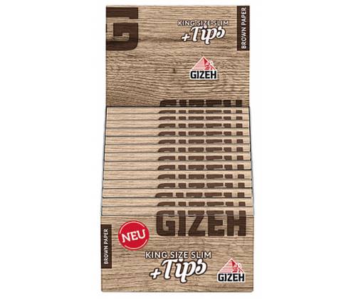 GIZEH Χαρτάκια Brown - Ακατέργαστο - King Size με Τζιβάνες - Τιμή: 1,50€
