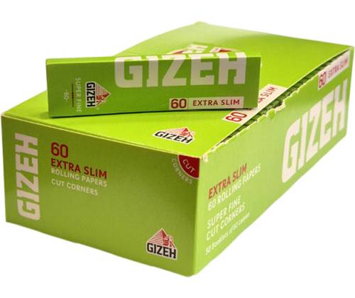 GIZEH Χαρτάκια Super Fine - Λαχανί - Extra Slim 60 Νέο - Τιμή: 0,26€