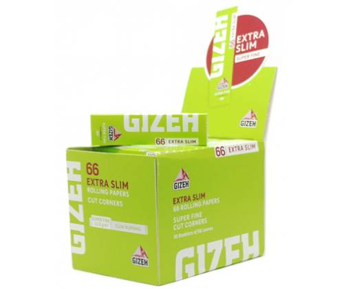 GIZEH Rolling Papers Super Fine - Light Green - Extra Slim 66 New 50pcs -  Price: 12,40€