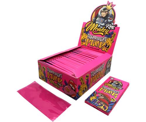 Monkey King Χαρτάκια King Size Διάφανα Cellulose Transparent Pink- 40φ. - Τιμή: 0,95€