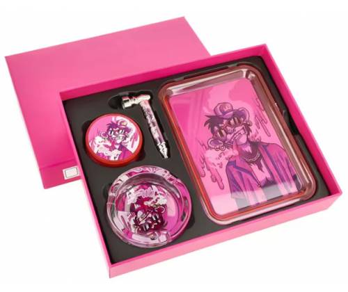 Monkey King Try Kit Σετ Ροζ με Δίσκο, Grinder, Πιπάκι και Σταχτοδοχείο - Τιμή: 19,50€