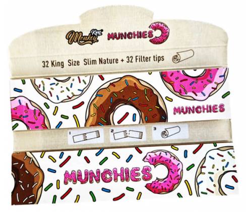 Monkey King Χαρτάκια Ακατέργαστο - Munchies King Size Slim με Τζιβάνα & Grinder Munchies - Τιμή: 4,40€