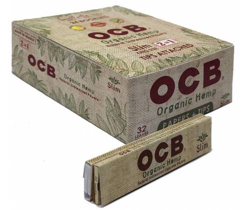 OCB Rolling Papers - Organic Hemp - King Size Slim With Tips 32pcs -  Price: 30,15€
