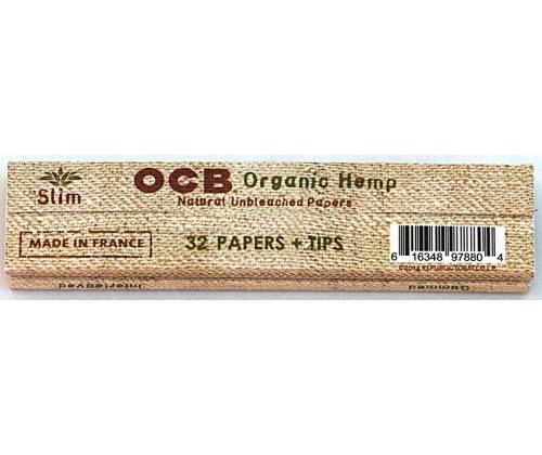 OCB Rolling Papers - Organic Hemp - King Size Slim With Tips 32pcs -  Price: 30,15€