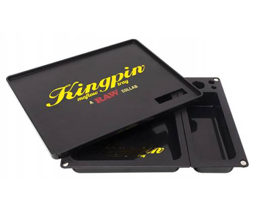 KingPin Raw Mafiozo Rolling Tray Plastic Black (26x21cm) -  Price: 14,80€