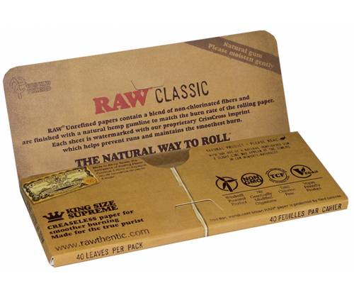RAW Χαρτάκια Classic - Ακατέργαστο - Supreme King Size 24τεμ. - Τιμή: 23,75€