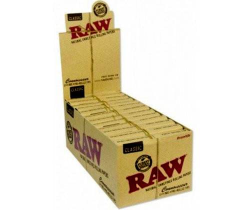 RAW Χαρτάκια Classic - Ακατέργαστο - 1¼ με Προτυλιγμένη Τζιβάνα - Τιμή: 21,90€