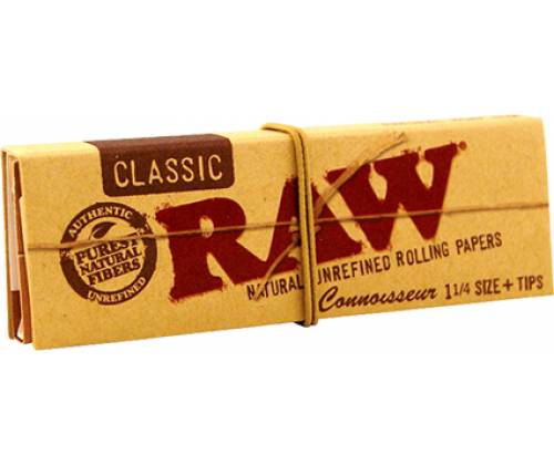 RAW Χαρτάκια Classic - Ακατέργαστο - 1¼ με Τζιβάνα - Τιμή: 0,70€