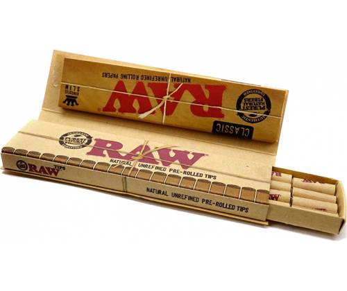 RAW Χαρτάκια Classic - Ακατέργαστο - King Size Slim με Προτυλιγμένη Τζιβάνα - Τιμή: 1,15€