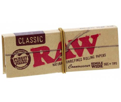 RAW Connoisseur Χαρτάκια Classic - Ακατέργαστο - Single Wide με Τζιβάνες - Τιμή: 0,74€
