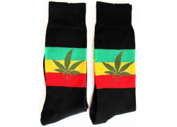 Κάλτσες Μακριές Cabbabis Leaf Rasta - Μαύρο