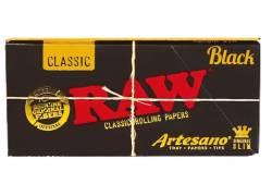 RAW Artesano Χαρτάκια Black Classic - Ακατέργαστο - King Size Slim με Τζιβάνες και Δισκάκι